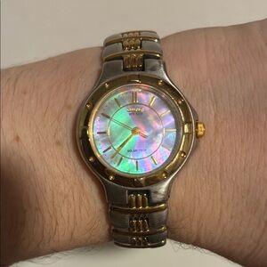 Citizen Solar Tech WR100 Mother of Pearl Silver and Gold Stainless Steel Watch